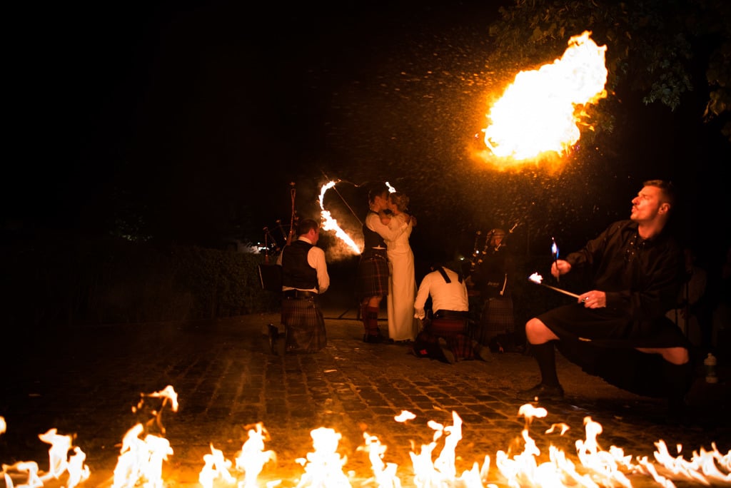 Celtische vuurshow op trouwfeest